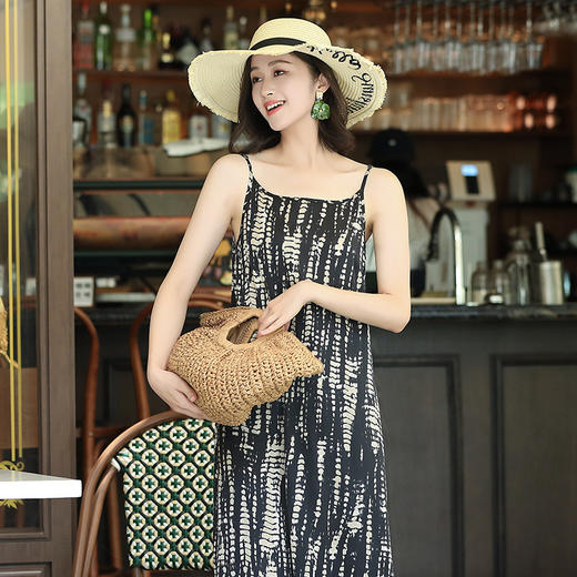 OY-24505夏季新款印花无袖连衣裙女宽松休闲显瘦中长款吊带裙24505 商品图3