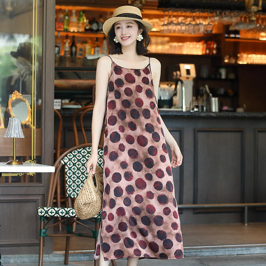 OY-24502法式茶歇缎面吊带裙2024夏季新款宽松气质显瘦长款连衣裙24502 商品图0