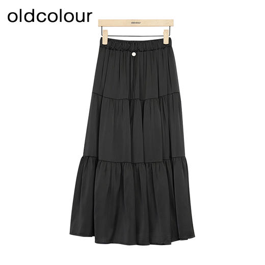 oldcolour夏季新款松紧高腰显瘦中长款蛋糕裙A字裙GP21063775 商品图0