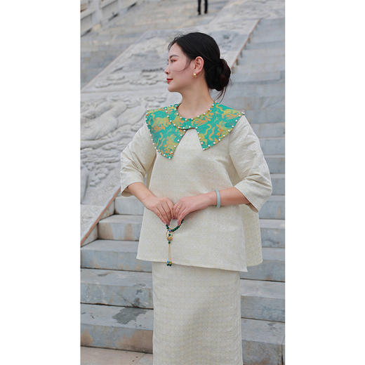 宁馨儿-套装（衫24808922+半裙24706757B-白定胜+云肩24810923-鹦鹉） 商品图4