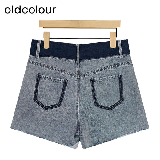 oldcolour夏季新款高腰阔腿破洞休闲设计感牛仔短裤女P26111105 商品图1