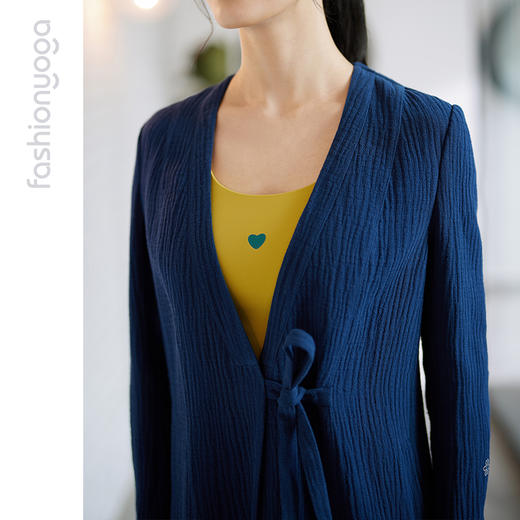 FM08386禅意长麻厚长款瑜伽外套休闲上衣（不含胸垫） 商品图10