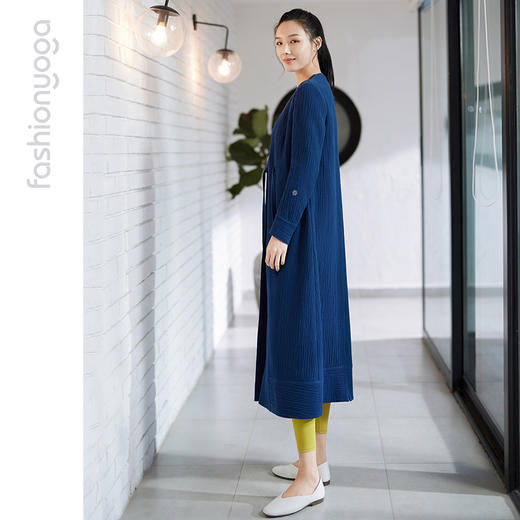 FM08386禅意长麻厚长款瑜伽外套休闲上衣（不含胸垫） 商品图2