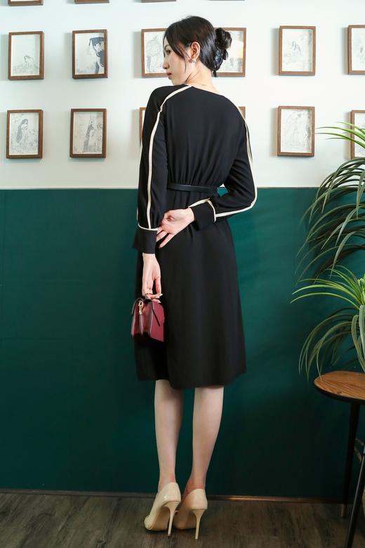 ELLA JADE 米黑撞色袖子拼接连衣裙 13189【不含腰带】 商品图3