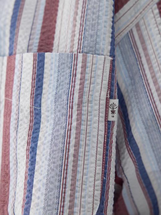 步履不停/4B23109C/泡泡纱纯棉竖条纹长袖衬衫 商品图1