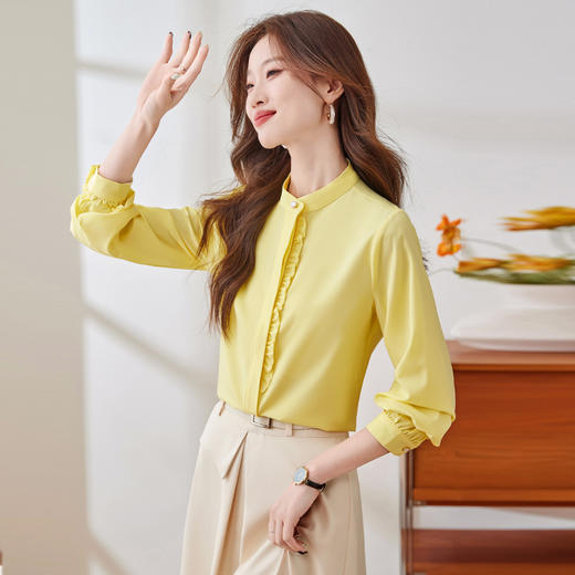 Q195新款长袖气质衬衣白色时尚百搭夏季小众韩版显瘦通勤衬衫 商品图4