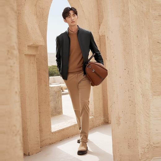 【绵羊皮】柒牌皮衣羽绒服男士2024秋冬新款立领商务休闲保暖外套	127J70550 商品图3