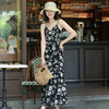 OY-24516吊带连衣裙女新款气质法式夏季流行漂亮裙子双绉印花鱼尾裙24516 商品缩略图2