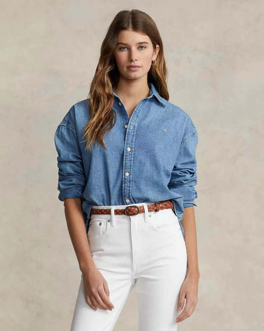 单品包邮现货 THS 8.10-无 RL家 女士 马球经典牛仔水洗棉衬衫 BG2757 商品图8