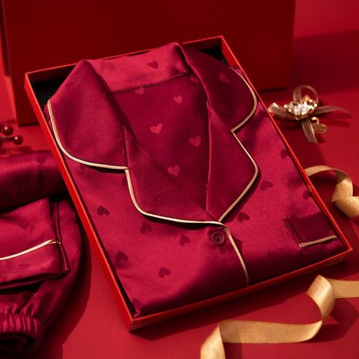 【新婚情侣套装睡衣 红睡衣本命年】结婚睡衣婚用丝绸红色本命年男女新娘新郎礼盒装 商品图0