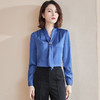XZ-XZ-YZH6566飘带白色衬衫女秋季薄款醋酸缎面上衣职业装气质雪纺长袖白衬衣秋 商品缩略图1