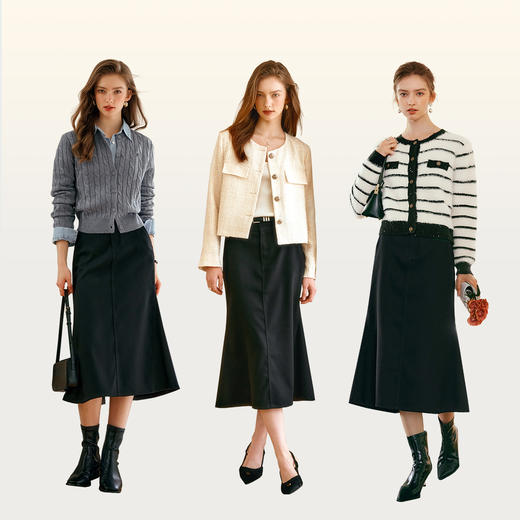 
OLrain欧芮儿法式黑色半身裙女夏季2024年新款通勤气质中长鱼尾裙 商品图1