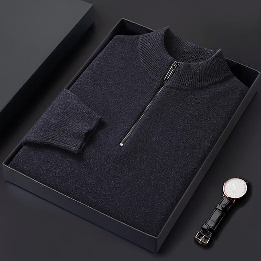 【100%绵羊毛】【新款DWP】大依优型大码拉链羊毛衫针织衫立领加肥加大毛衣大号胖子宽松毛衫男装上衣打底 商品图6