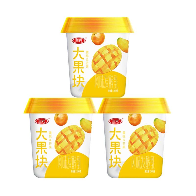 【自提-低温】大果块风味酸牛奶-黄桃+芒果260g*3