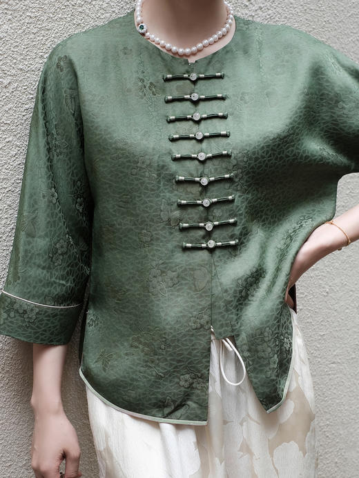 盛唐婧 |真丝香云纱重工盘扣对襟上衣 商品图1