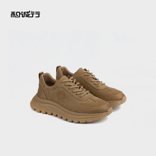和诚行 2024秋冬新款厚底百搭增高男士真皮透气休闲运动鞋0551157 商品图0