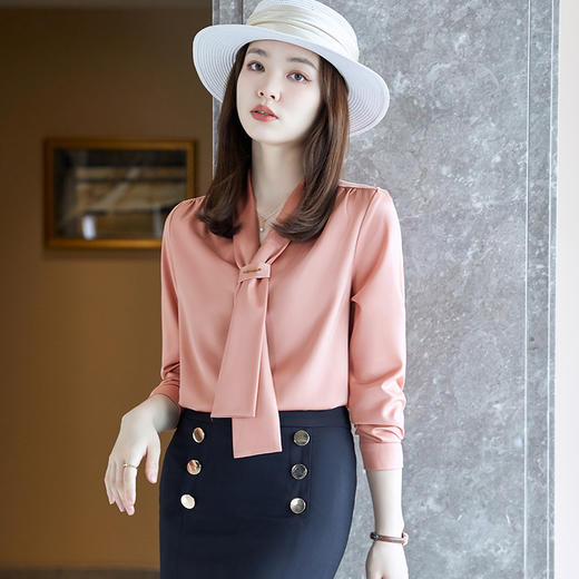 XZ-GDXZ843雪纺蝴蝶结衬衣长袖衬衫女设计感气质上衣秋冬女装白领休闲工作服 商品图2