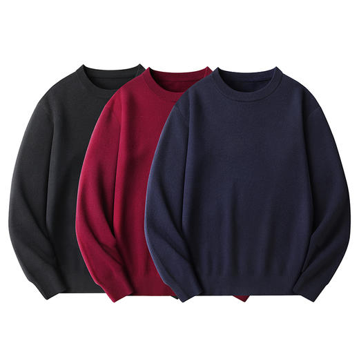 【100%羊毛】【新款DWP】大依优型大码羊毛衫针织衫圆领加肥加大毛衣大号胖子宽松毛衫男装上衣打底 商品图1