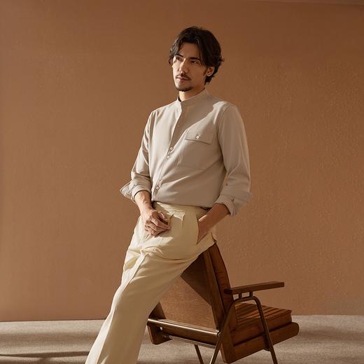 【中华立领】柒牌长袖衬衫男2024秋季新款时尚休闲口袋工装风衬衣	127A70930 商品图3