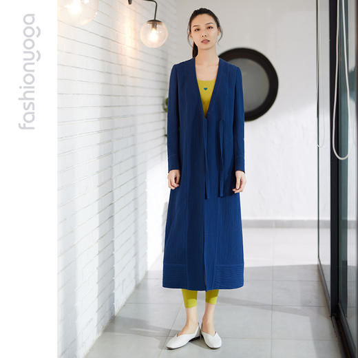 FM08386禅意长麻厚长款瑜伽外套休闲上衣（不含胸垫） 商品图0