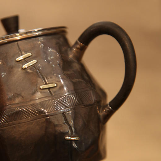 问鼎银壶补丁款泡茶小茶壶（银色）   问鼎银壶补丁款泡茶小茶壶（黑色） 商品图2