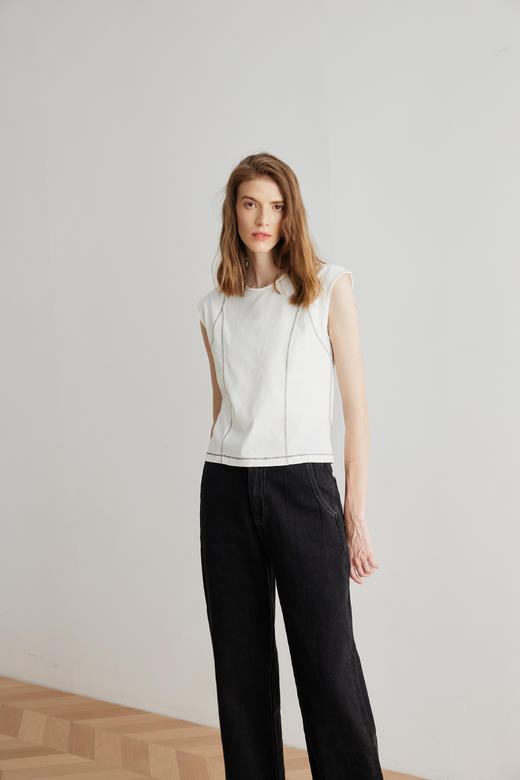 COCO ZONE 2023新品立体裁剪圆领修身半袖T恤 23C17025 商品图3