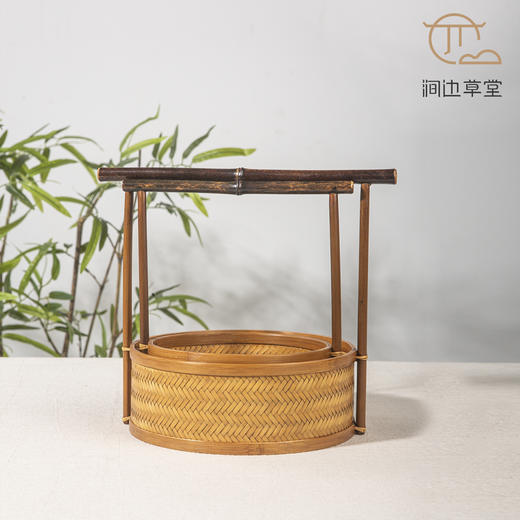 手工竹编容水竹正圆提盒提篮 商品图1