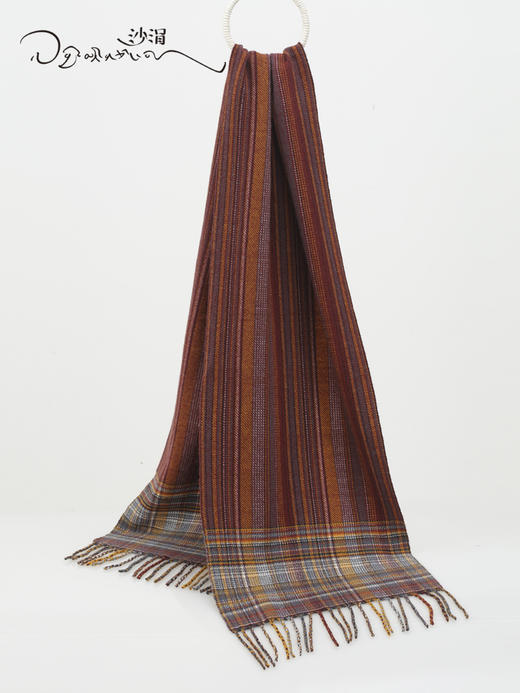 西藏萨迦手工氆氇山羊绒流苏围巾秋冬SJF95P760N 商品图0