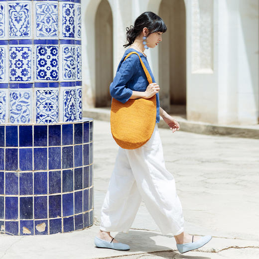 绽放旅行女装128朵/天然亚麻宽松休闲裤全腰松紧文艺透气九分裤 商品图2