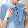 XZ-9612白色衬衫女时尚洋气夏季韩版收腰百搭荷叶边职业短袖衬衣 商品缩略图2