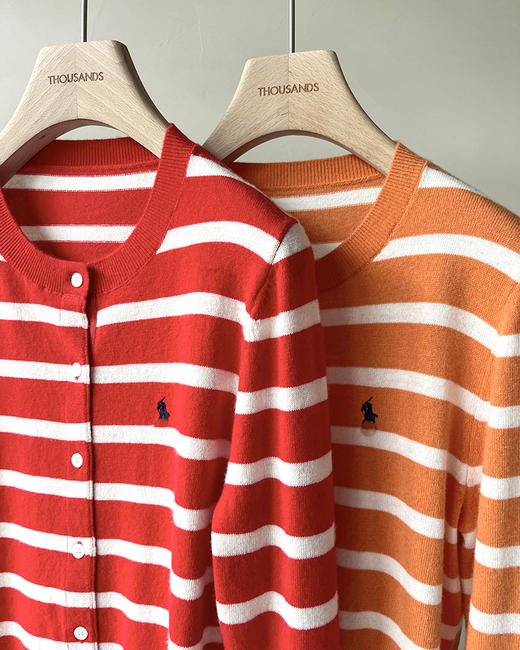 单品包邮现货 THS 8.10-无 RL家 马球小马标刺绣羊绒条纹开衫 2色 BM3151 商品图7