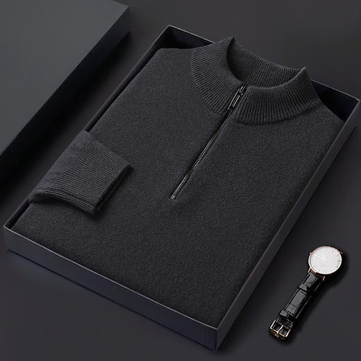 【100%绵羊毛】【新款DWP】大依优型大码拉链羊毛衫针织衫立领加肥加大毛衣大号胖子宽松毛衫男装上衣打底 商品图7