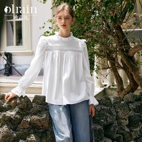 
OLrain欧芮儿法式泡泡袖衬衫女秋季新款甜美木宫廷风雪纺蕾丝衫