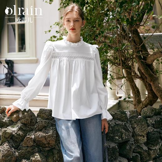 
OLrain欧芮儿法式泡泡袖衬衫女秋季新款甜美木宫廷风雪纺蕾丝衫 商品图0