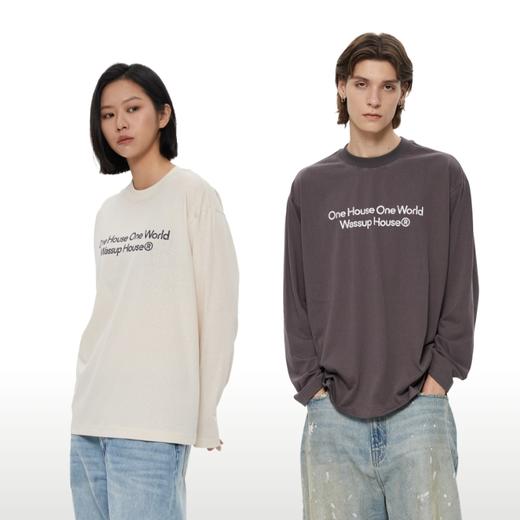 WassupHouse 做旧斑驳印花云朵纱长袖T恤 商品图0