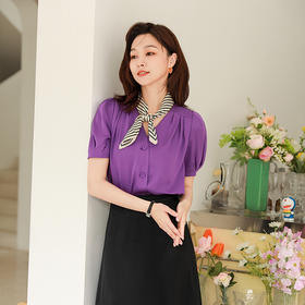 火桐hooton重磅V领抽褶真丝短袖779103