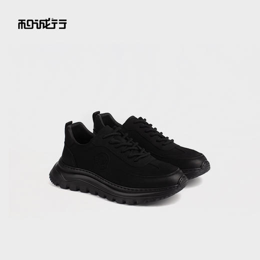 和诚行 2024秋冬新款厚底百搭增高男士真皮透气休闲运动鞋0551157 商品图4