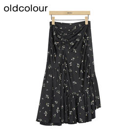 oldcolour夏季新款碎花鱼尾裙女薄款显瘦不规则中长裙P25063521