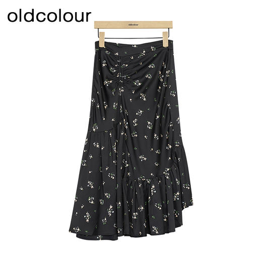 oldcolour夏季新款碎花鱼尾裙女薄款显瘦不规则中长裙P25063521 商品图0