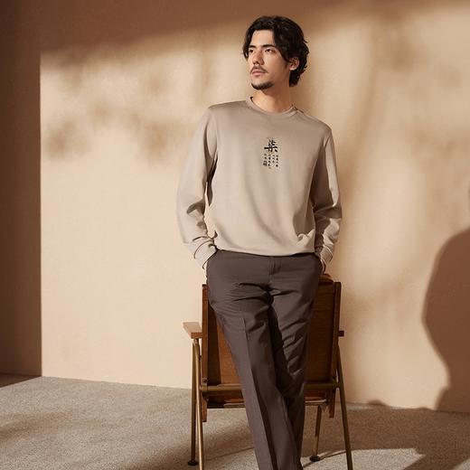 【中华立领】柒牌圆领卫衣男2024秋季新款国潮中国风男士套头上衣	127W70720 商品图3