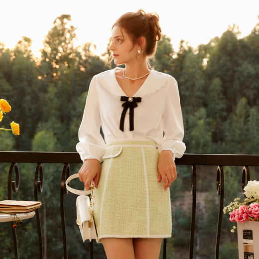 
OLrain欧芮儿法式白色衬衫女秋季通勤时尚衬衣显瘦气质长袖上衣 商品图0