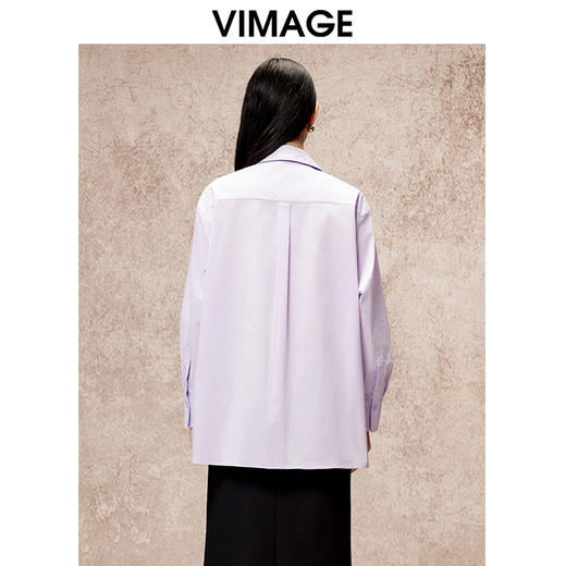 VIMAGE纬漫纪设计感浪漫紫色宽松衬衫秋季新款V2209804 商品图3
