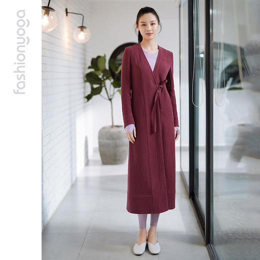 FM08386禅意长麻厚长款瑜伽外套休闲上衣（不含胸垫） 商品图3
