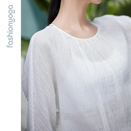 FM11321凡圣瑜伽棉麻连衣裙女夏新品中长款收腰宽松禅修美裙（不含胸垫） 商品图6