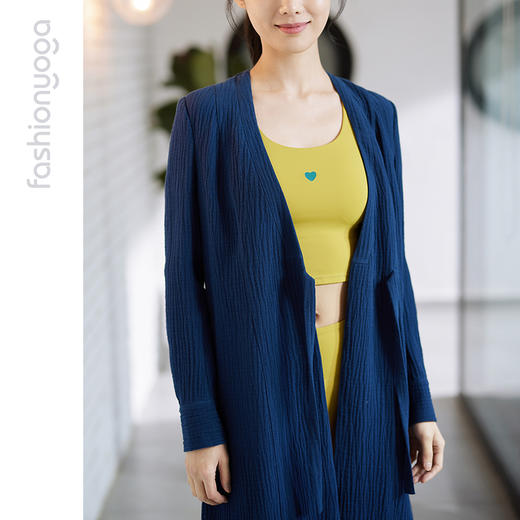 FM08386禅意长麻厚长款瑜伽外套休闲上衣（不含胸垫） 商品图9