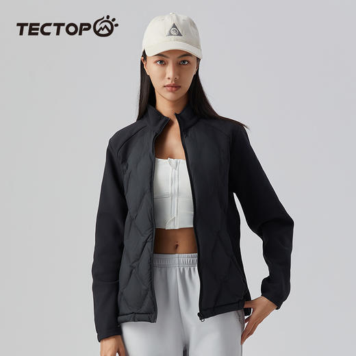【169秒杀】探拓户外羽绒服女士拼接外套防钻绒弹力时尚立领轻薄羽绒衣 商品图3