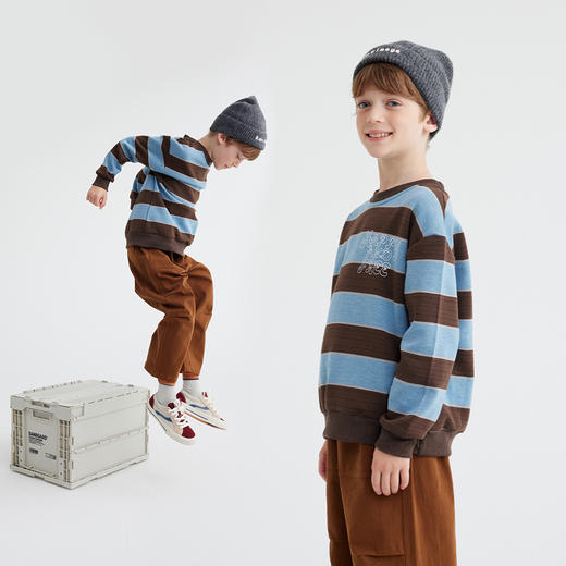 【珠地空气层】儿童条纹银行卫衣 PQWY2407 商品图1