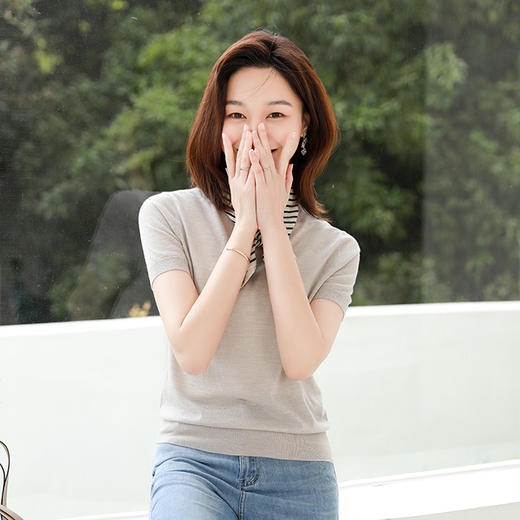 火桐hooton 纯色圆领羊毛短袖 YT2052 商品图6