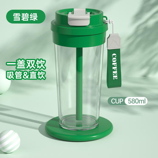 【一杯三饮！随心选择】新款铃兰双饮咖啡塑料杯时尚高颜值车载大容量吸管水杯礼品杯子，硅胶密封，滴水不漏，轻松出行无压力。ry 商品图7