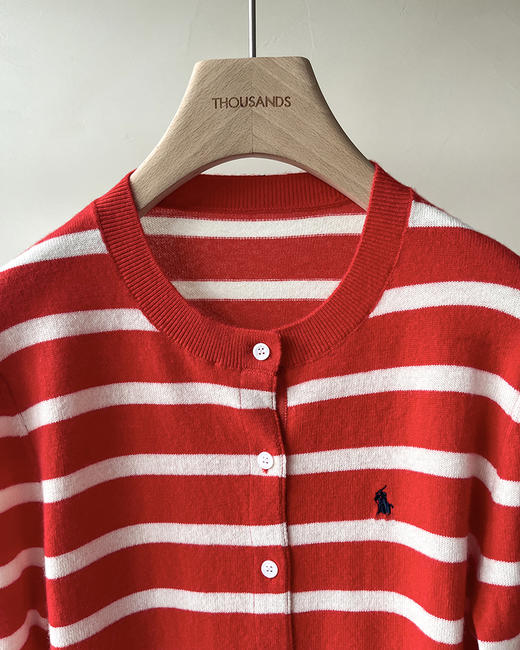 单品包邮现货 THS 8.10-无 RL家 马球小马标刺绣羊绒条纹开衫 2色 BM3151 商品图10